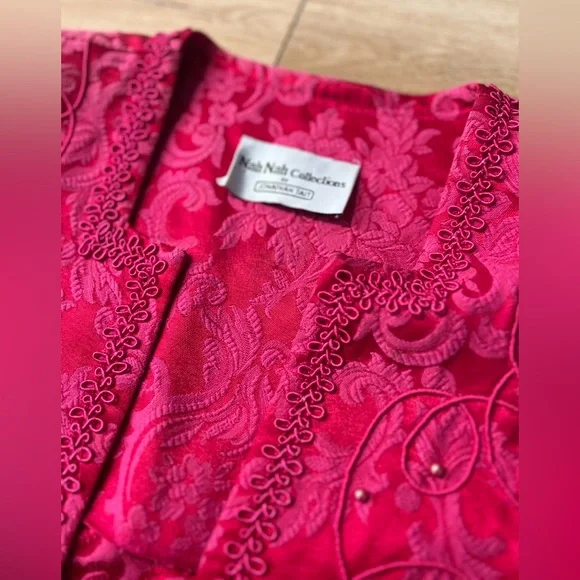 Vintage Nah Nah Collection Baroque Hot Pink Beaded Embroidered Women's Blazer - Picture 4 of 8